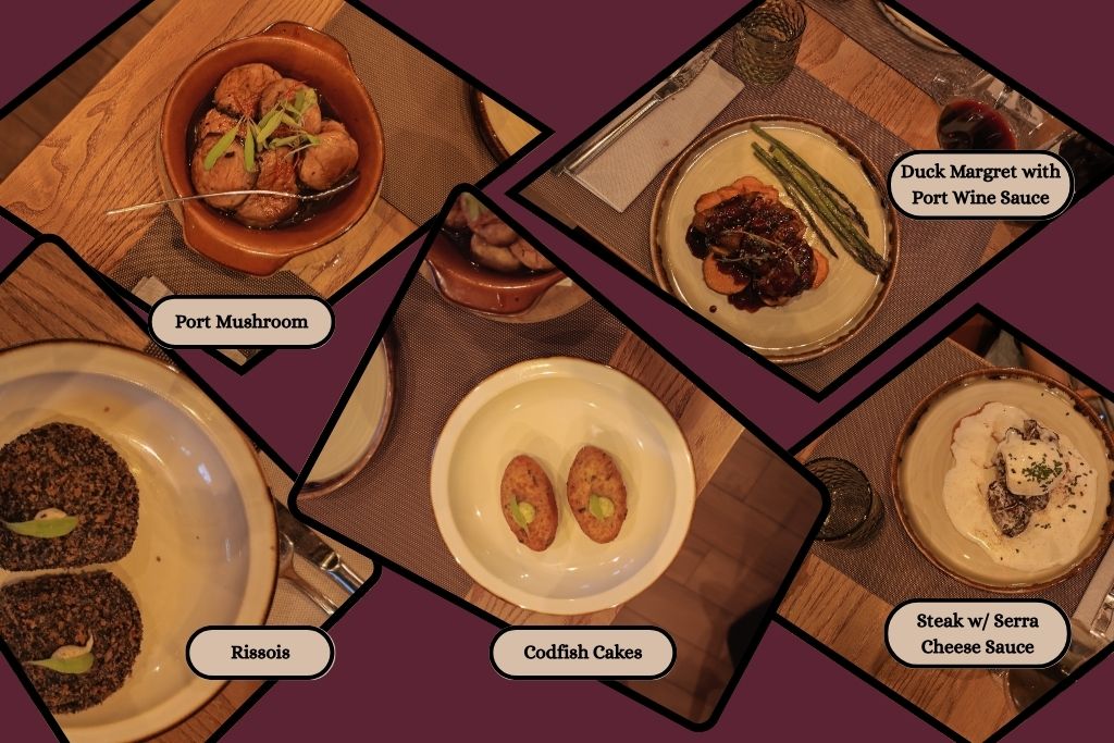 What to eat: The port mushrooms, the duck Margaret, codfish cakes, steak with serra cheese sauce, and rissios 